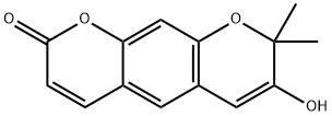 2H,8H-Benzo[1,2-b:5,4-b']dipyran-2-one, 7-hydroxy-8,8-dimethyl- (9CI) Struktur