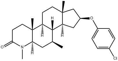 2H-Indeno[5,4-f]quinolin-2-one, 8-(4-chlorophenoxy)hexadecahydro-1,4a,6a,10-tetramethyl-, (4aR,4bS,6aR,8S,9aS,9bS,10S,11aR)- Struktur