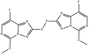 2,2-Dithiobis-8-fluoro-5-methoxy-[1,2,4]-triazolo-[1,5-c]pyrimidine Struktur