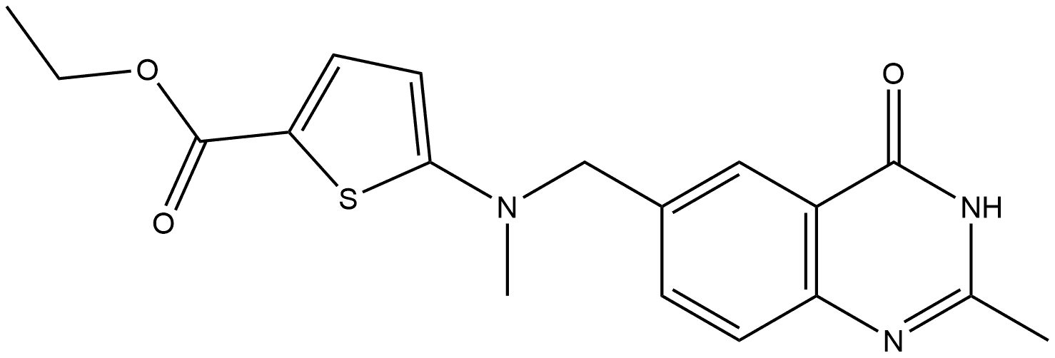 2-Thiophenecarboxylic acid, 5-[[(3,4-dihydro-2-methyl-4-oxo-6-quinazolinyl)methyl]methylamino]-, ethyl ester