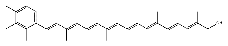 2,4,6,8,10,12,14,16-Heptadecaoctaen-1-ol, 2,6,11,15-tetramethyl-17-(2,3,4-trimethylphenyl)-, (2E,4E,6E,8E,10E,12E,14E,16E)- (9CI) Struktur