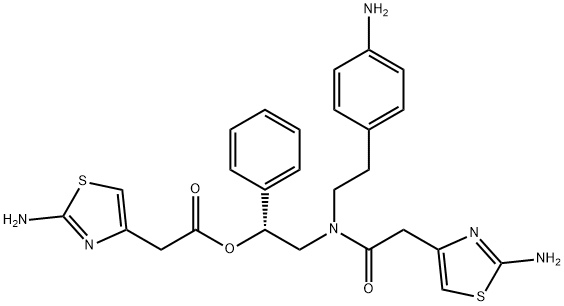 4-Thiazoleacetic acid, 2-amino-, (1R)-2-[[2-(4-aminophenyl)ethyl][2-(2-amino-4-thiazolyl)acetyl]amino]-1-phenylethyl ester Struktur