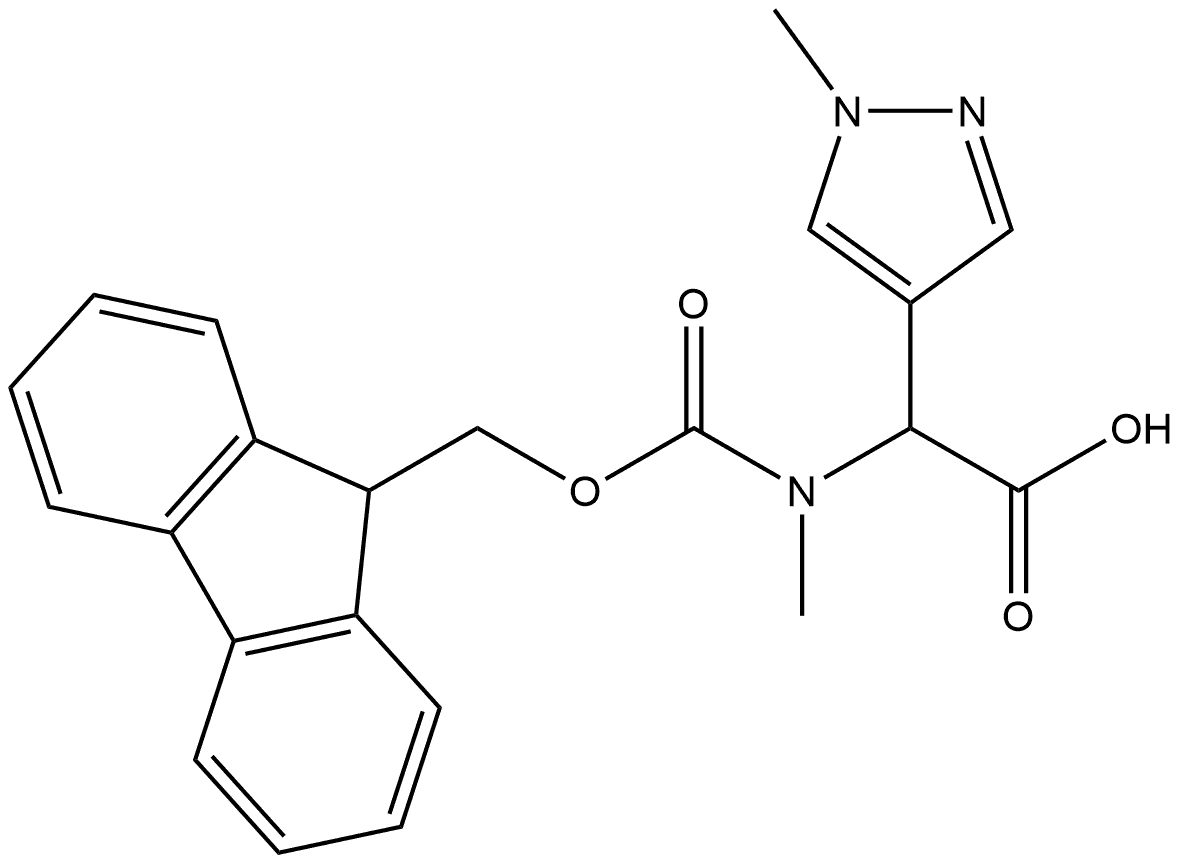 2-({[(9H-fluoren-9-yl)methoxy]carbonyl}(methyl)amino)-2-(1-methyl-1H-pyrazol-4-yl)acetic acid Struktur