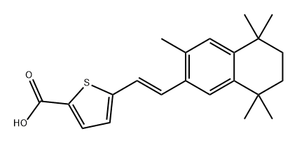 2-Thiophenecarboxylic acid, 5-[2-(5,6,7,8-tetrahydro-3,5,5,8,8-pentamethyl-2-naphthalenyl)ethenyl]-, (E)- (9CI) Struktur