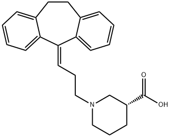 3-Piperidinecarboxylic acid, 1-[3-(10,11-dihydro-5H-dibenzo[a,d]cyclohepten-5-ylidene)propyl]-, (3R)- Struktur