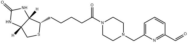 2-Pyridinecarboxaldehyde, 6-[[4-[5-[(3aS,4S,6aR)-hexahydro-2-oxo-1H-thieno[3,4-d]imidazol-4-yl]-1-oxopentyl]-1-piperazinyl]methyl]- Struktur