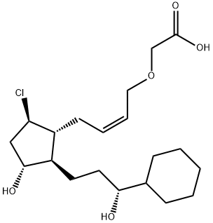 Acetic acid, 2-[[(2Z)-4-[(1R,2R,3R,5R)-5-chloro-2-[(3R)-3-cyclohexyl-3-hydroxypropyl]-3-hydroxycyclopentyl]-2-buten-1-yl]oxy]- Struktur