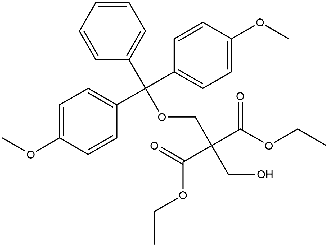 Propanedioic acid, 2-[[bis(4-methoxyphenyl)phenylmethoxy]methyl]-2-(hydroxymethyl)-, 1,3-diethyl ester Struktur