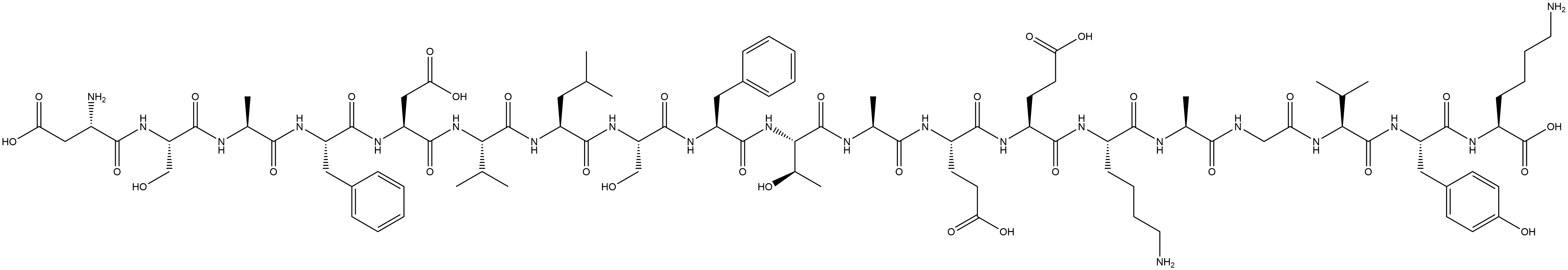 L-Lysine, L-α-aspartyl-L-seryl-L-alanyl-L-phenylalanyl-L-α-aspartyl-L-valyl-L-leucyl-L-seryl-L-phenylalanyl-L-threonyl-L-alanyl-L-α-glutamyl-L-α-glutamyl-L-lysyl-L-alanylglycyl-L-valyl-L-tyrosyl- Struktur