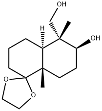 Spiro[1,3-dioxolane-2,1'(2'H)-naphthalene]-5'-methanol, octahydro-6'-hydroxy-5',8'a-dimethyl-, (4'aS,5'R,6'S,8'aS)- Struktur