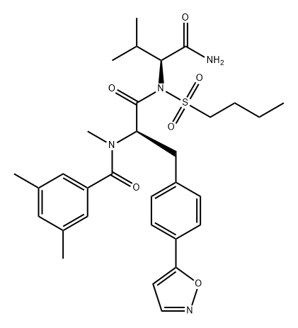 L-Valinamide, N-(3,5-dimethylbenzoyl)-4-(5-isoxazolyl)-N-methyl-D-phenylalanyl-N-(butylsulfonyl)- Struktur