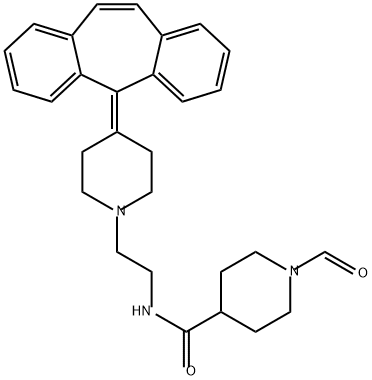 4-Piperidinecarboxamide, N-[2-[4-(5H-dibenzo[a,d]cyclohepten-5-ylidene)-1-piperidinyl]ethyl]-1-formyl- Struktur