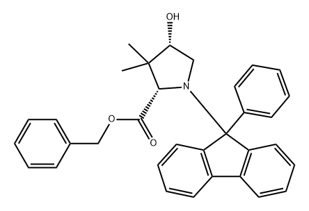 L-Proline, 4-hydroxy-3,3-dimethyl-1-(9-phenyl-9H-fluoren-9-yl)-, phenylmethyl ester, cis- (9CI) Struktur