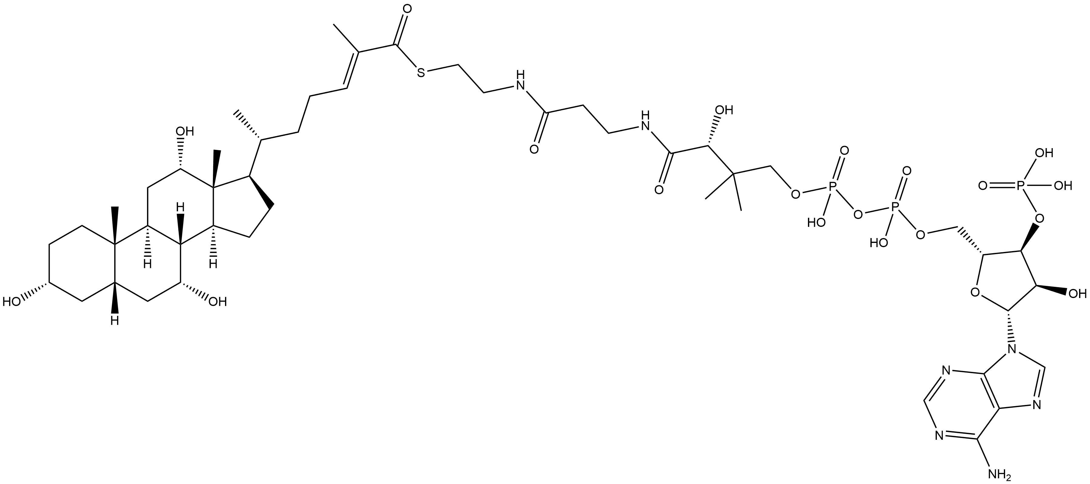 Cholest-24-ene-26-thioic acid, 3,7,12-trihydroxy-, S-ester with coenzyme A, (3α,5β,7α,12α,24E)- Struktur