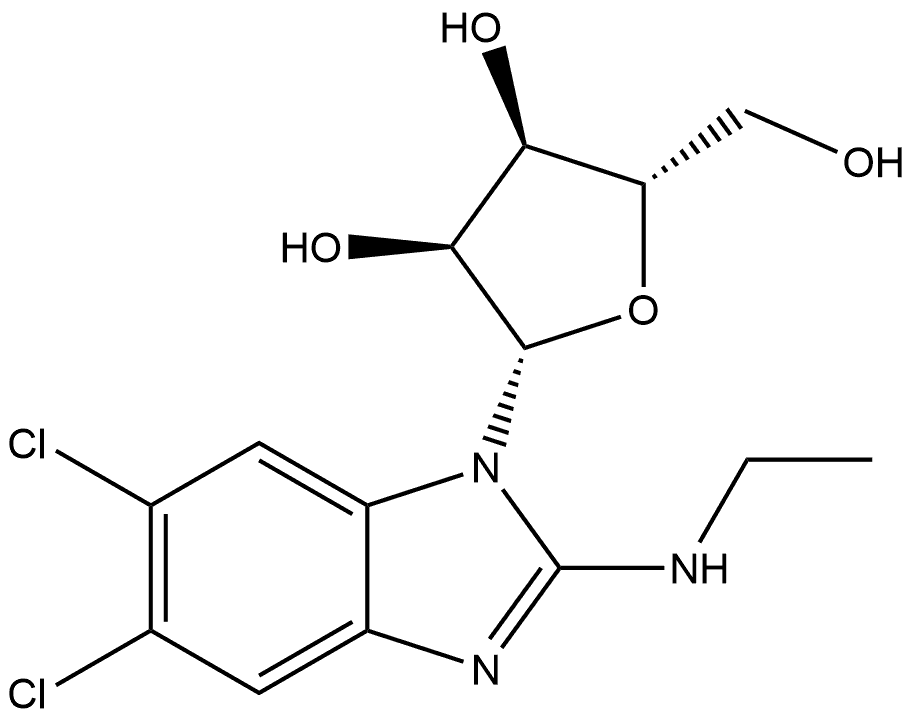 1H-Benzimidazol-2-amine, 5,6-dichloro-N-ethyl-1-β-L-ribofuranosyl- Struktur