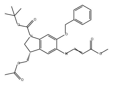 1H-Indole-1-carboxylic acid, 3-[(acetyloxy)methyl]-2,3-dihydro-5-[(3-methoxy-3-oxo-1-propenyl)amino]-6-(phenylmethoxy)-, 1,1-dimethylethyl ester, (S)- (9CI)