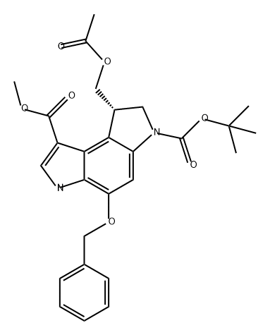 Benzo[1,2-b:4,3-b']dipyrrole-1,6(3H)-dicarboxylic acid, 8-[(acetyloxy)methyl]-7,8-dihydro-4-(phenylmethoxy)-, 6-(1,1-dimethylethyl) 1-methyl ester, (8S)- (9CI)