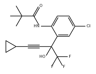 Propanamide, N-[4-chloro-2-[3-cyclopropyl-1-hydroxy-1-(trifluoromethyl)-2-propyn-1-yl]phenyl]-2,2-dimethyl- Struktur