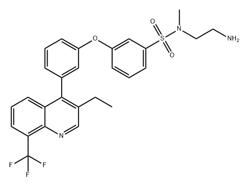 Benzenesulfonamide, N-(2-aminoethyl)-3-[3-[3-ethyl-8-(trifluoromethyl)-4-quinolinyl]phenoxy]-N-methyl- Struktur