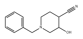 4-Piperidinecarbonitrile, 3-hydroxy-1-(phenylmethyl)- Struktur