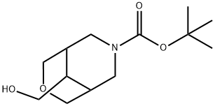 1,1-Dimethylethyl 9-(hydroxymethyl)-3-oxa-7-azabicyclo[3.3.1]nonane-7-carboxylate Struktur