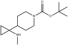 1-Piperidinecarboxylic acid, 4-[1-(methylamino)cyclopropyl]-, 1,1-dimethylethyl ester Struktur