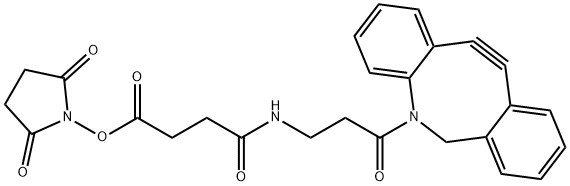 Butanoic acid, 4-[[3-(11,12-didehydrodibenz[b,f]azocin-5(6H)-yl)-3-oxopropyl]amino]-4-oxo-, 2,5-dioxo-1-pyrrolidinyl ester Struktur