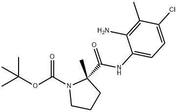 1-Pyrrolidinecarboxylic acid, 2-[[(2-amino-4-chloro-3-methylphenyl)amino]carbonyl]-2-methyl-, 1,1-dimethylethyl ester, (2S)- Struktur