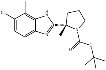 1-Pyrrolidinecarboxylic acid, 2-(6-chloro-7-methyl-1H-benzimidazol-2-yl)-2-methyl-, 1,1-dimethylethyl ester, (2S)- Struktur