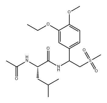 Pentanamide, 2-(acetylamino)-N-[1-(3-ethoxy-4-methoxyphenyl)-2-(methylsulfonyl)ethyl]-4-methyl-, (2S)- Struktur