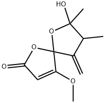 1,6-Dioxaspiro[4.4]non-3-en-2-one, 7-hydroxy-4-methoxy-7,8-dimethyl-9-methylene- Struktur