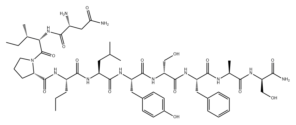 D-Serinamide, D-asparaginyl-L-isoleucyl-L-prolyl-L-norvalyl-L-leucyl-L-tyrosyl-D-seryl-L-phenylalanyl-L-alanyl- Struktur