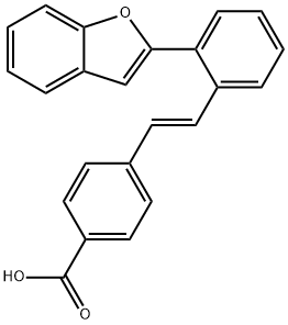 Benzoic acid, 4-[(1E)-2-[2-(2-benzofuranyl)phenyl]ethenyl]- Struktur