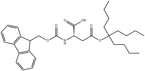 L-Aspartic acid, N-[(9H-fluoren-9-ylmethoxy)carbonyl]-, 4-(1,1-dibutylpentyl) ester Struktur