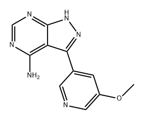 1H-Pyrazolo[3,4-d]pyrimidin-4-amine, 3-(5-methoxy-3-pyridinyl)- Struktur