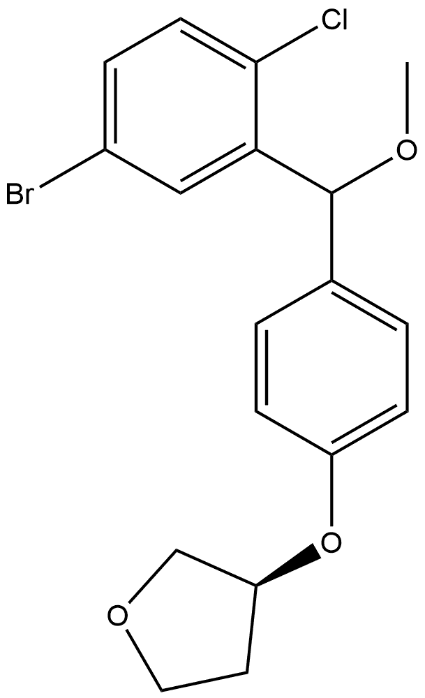 Furan, 3-[4-[(5-bromo-2-chlorophenyl)methoxymethyl]phenoxy]tetrahydro-, (3S)- Struktur