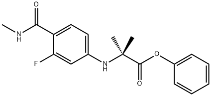 Alanine, N-[3-fluoro-4-[(methylamino)carbonyl]phenyl]-2-methyl-, phenyl ester Struktur