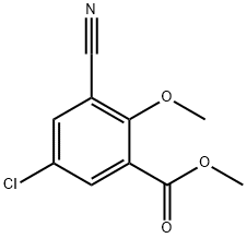 Benzoic acid, 5-chloro-3-cyano-2-methoxy-, methyl ester Struktur