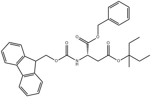 L-Aspartic acid, N-[(9H-fluoren-9-ylmethoxy)carbonyl]-, 4-(1-ethyl-1-methylpropyl) 1-(phenylmethyl) ester Struktur