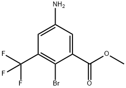 Benzoic acid, 5-amino-2-bromo-3-(trifluoromethyl)-, methyl ester Struktur