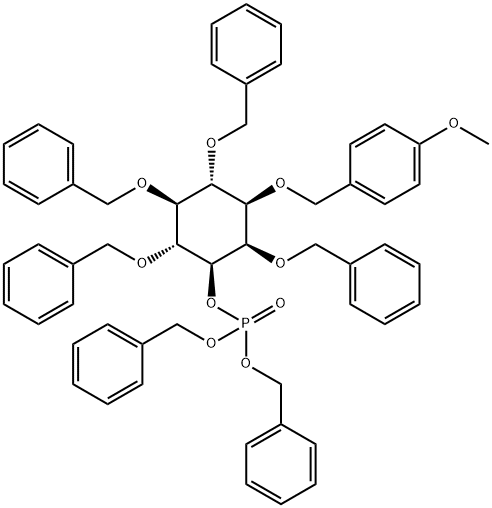 D-myo-Inositol, 1-O-(4-methoxyphenyl)methyl-2,4,5,6-tetrakis-O-(phenylmethyl)-, bis(phenylmethyl) phosphate Struktur