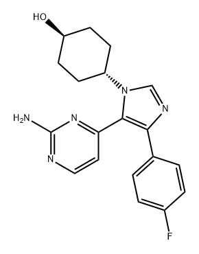 Cyclohexanol, 4-[5-(2-amino-4-pyrimidinyl)-4-(4-fluorophenyl)-1H-imidazol-1-yl]-, trans- Struktur