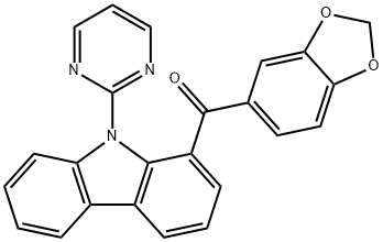 Methanone, 1,3-benzodioxol-5-yl[9-(2-pyrimidinyl)-9H-carbazol-1-yl]- Struktur