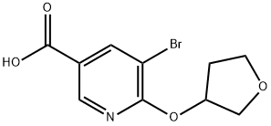 5-Bromo-6-((tetrahydrofuran-3-yl)oxy)nicotinic acid Struktur