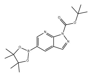 1H-Pyrazolo[3,4-b]pyridine-1-carboxylic acid, 5-(4,4,5,5-tetramethyl-1,3,2-dioxaborolan-2-yl)-, 1,1-dimethylethyl ester Struktur