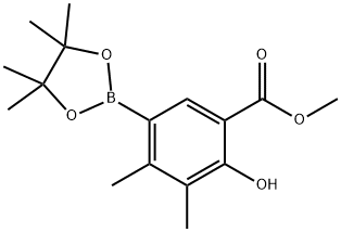 Benzoic acid, 2-hydroxy-3,4-dimethyl-5-(4,4,5,5-tetramethyl-1,3,2-dioxaborolan-2-yl)-, methyl ester Struktur