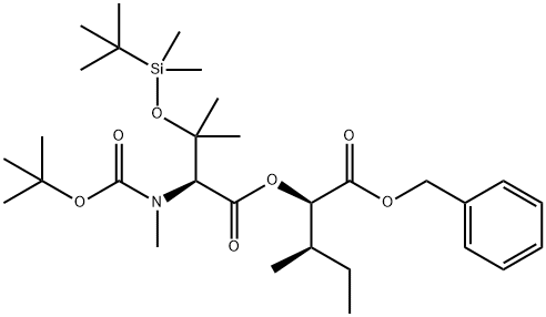 L-Valine, N-[(1,1-dimethylethoxy)carbonyl]-3-[[(1,1-dimethylethyl)dimethylsilyl]oxy]-N-methyl-, 2-methyl-1-[(phenylmethoxy)carbonyl]butyl ester, [R-(R*,R*)]- (9CI) Struktur