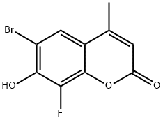 6-Bromo-8-fluoro-7-hydroxy-4-methylcoumarin Struktur