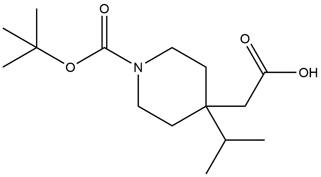 2-(1-(tert-butoxycarbonyl)-4-isopropylpiperidin-4-yl)acetic acid Struktur