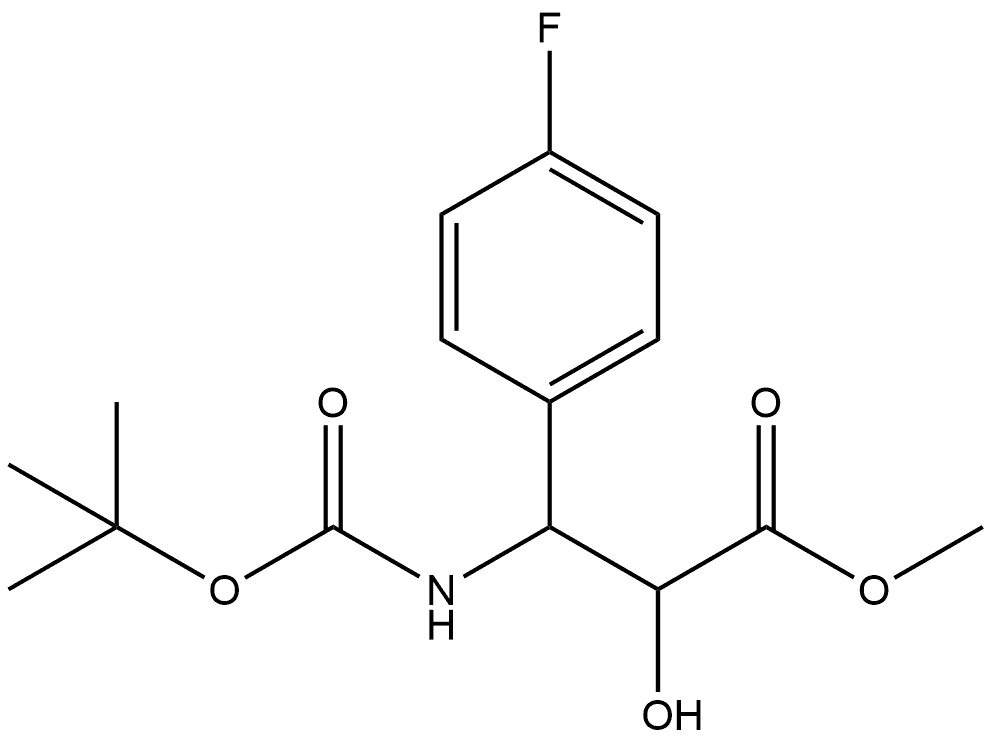 methyl 3-((tert-butoxycarbonyl)amino)-3-(4-fluorophenyl)-2-hydroxypropanoate Struktur